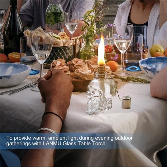 Molded Glass Table Torch, Outdoor Patio Garden Torch,DIY Skeleton Tabletop Decor - Picture 6 of 6